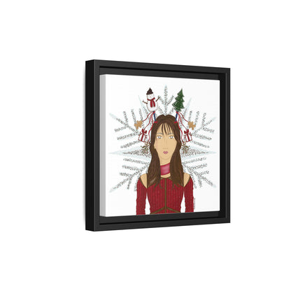 No.45 Girl with the Christmas Cheer Framed Canvas Art Print