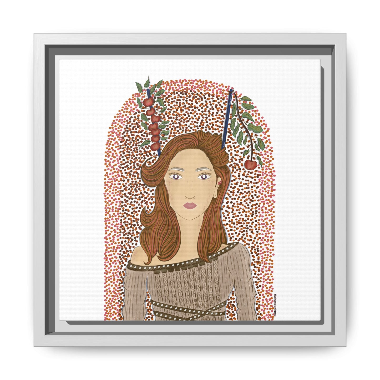 No.44 Girl with the Autumn Apples Framed Canvas Art Print