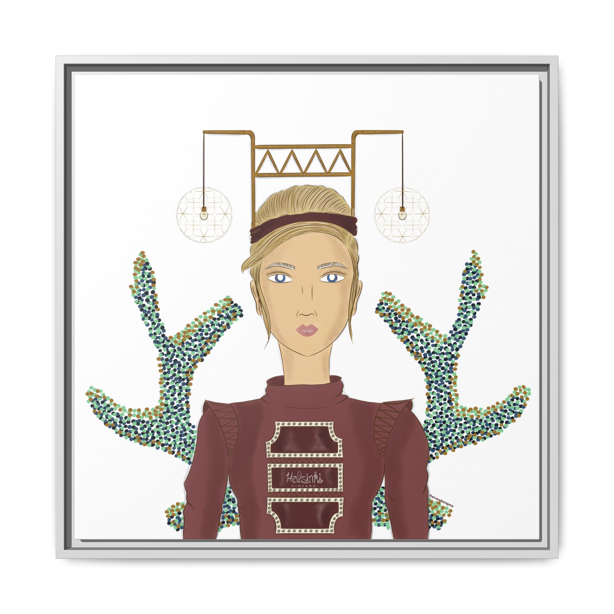 No.36 Girl with the Bar Lights Framed Canvas Art Print