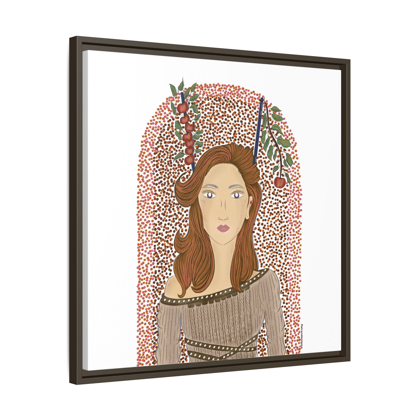 No.44 Girl with the Autumn Apples Framed Canvas Art Print