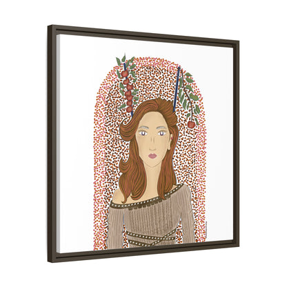 No.44 Girl with the Autumn Apples Framed Canvas Art Print