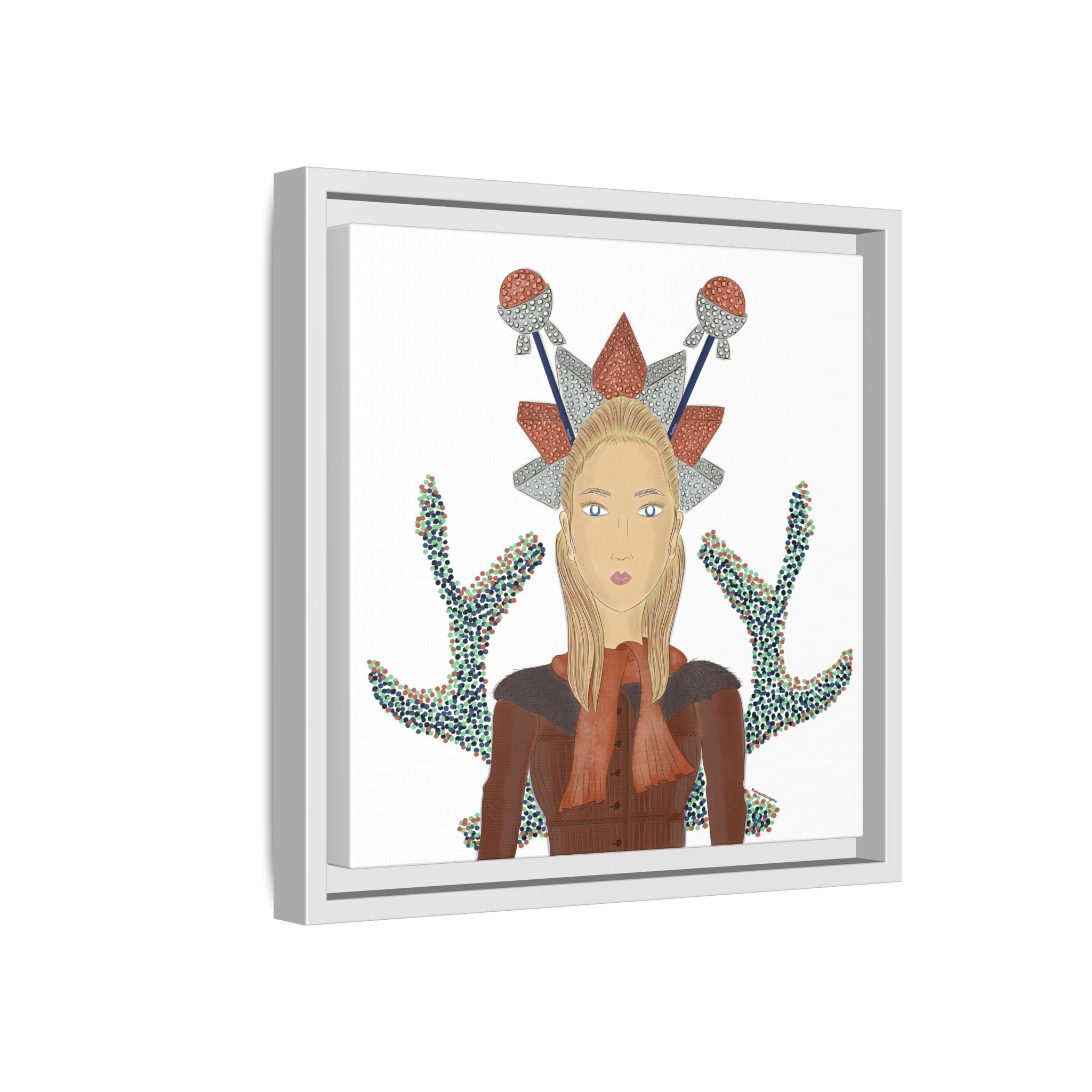 No.30 Girl with the Bling Sculpture Framed Canvas Art Print