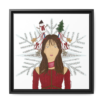 No.45 Girl with the Christmas Cheer Framed Canvas Art Print