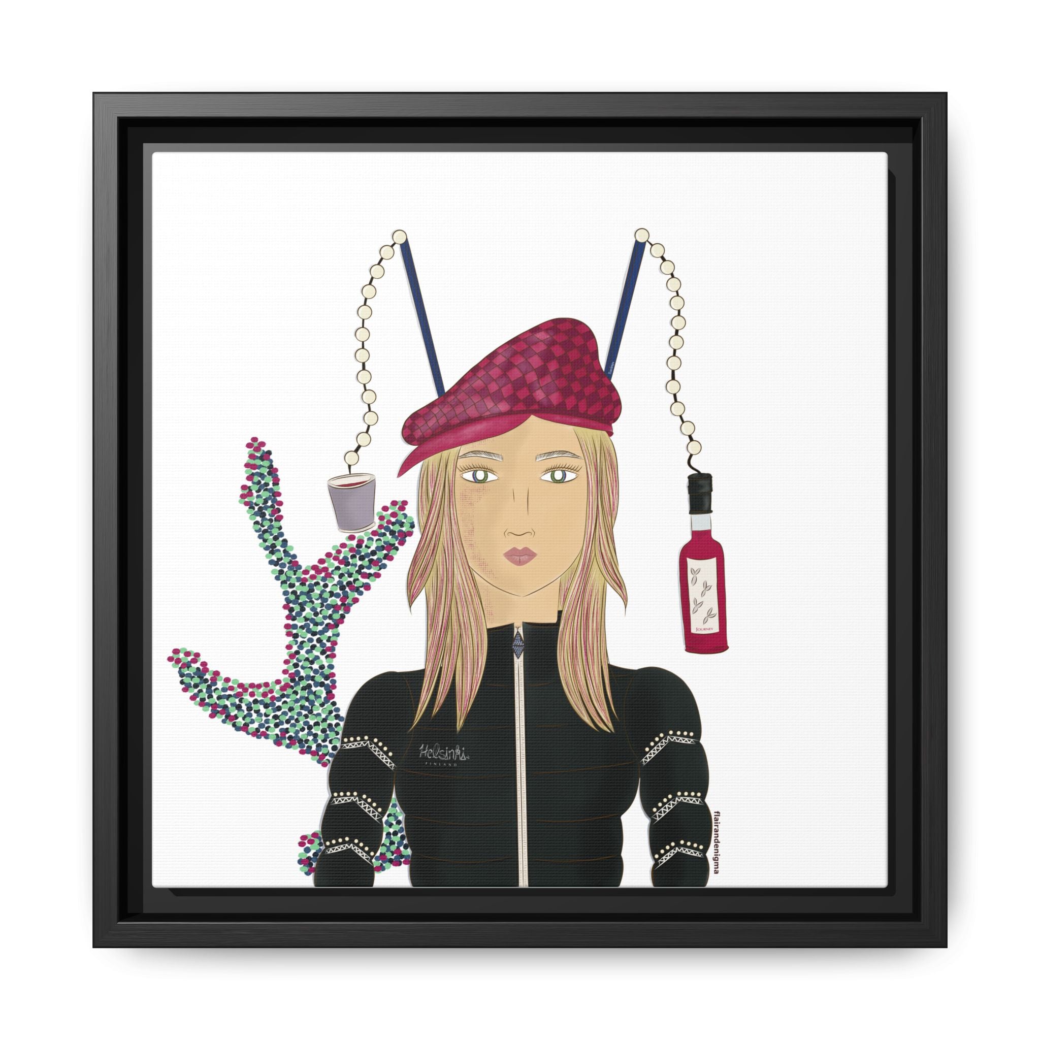 No.34 Girl with the Strawberry Mulled Wine Framed Canvas Art Print