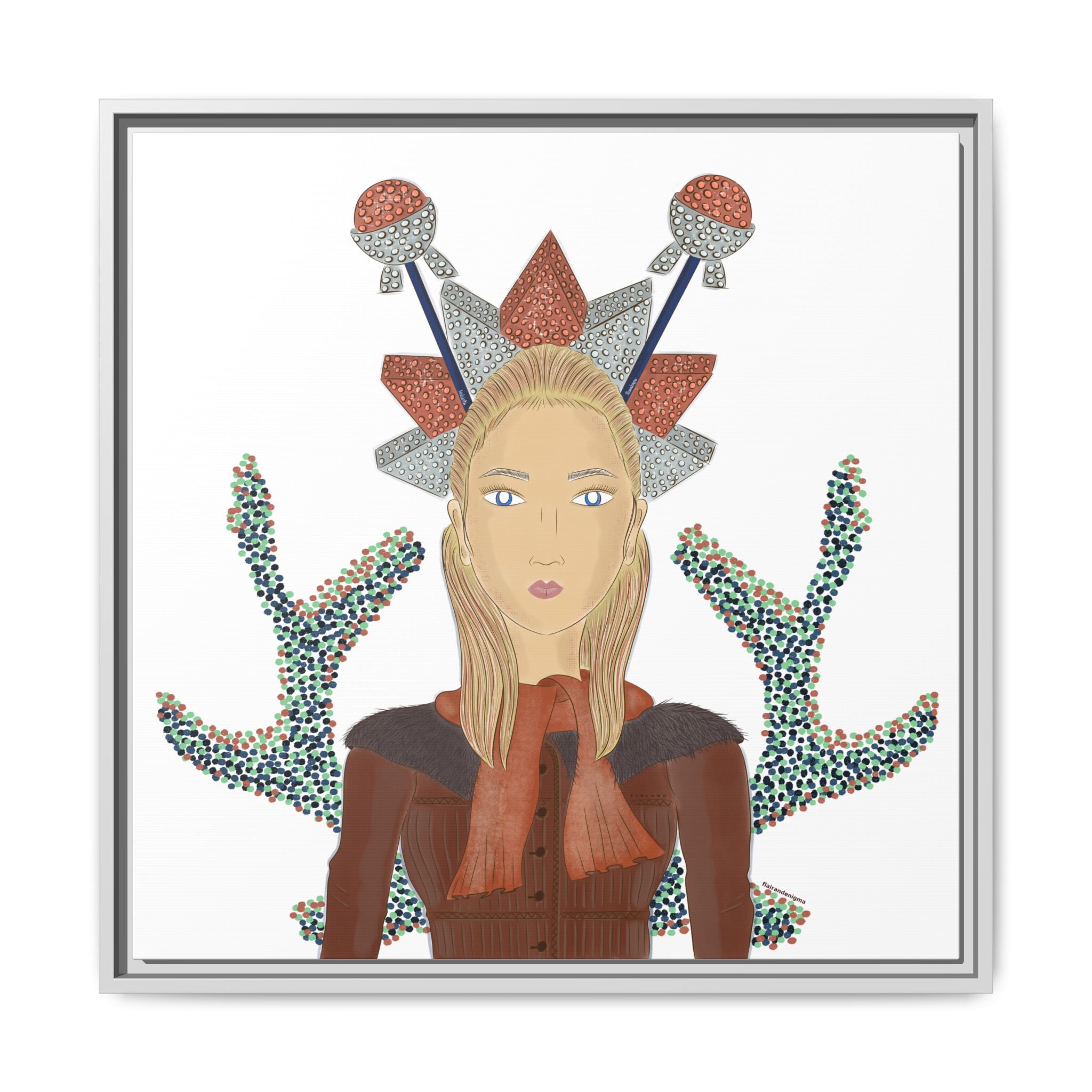 No.30 Girl with the Bling Sculpture Framed Canvas Art Print