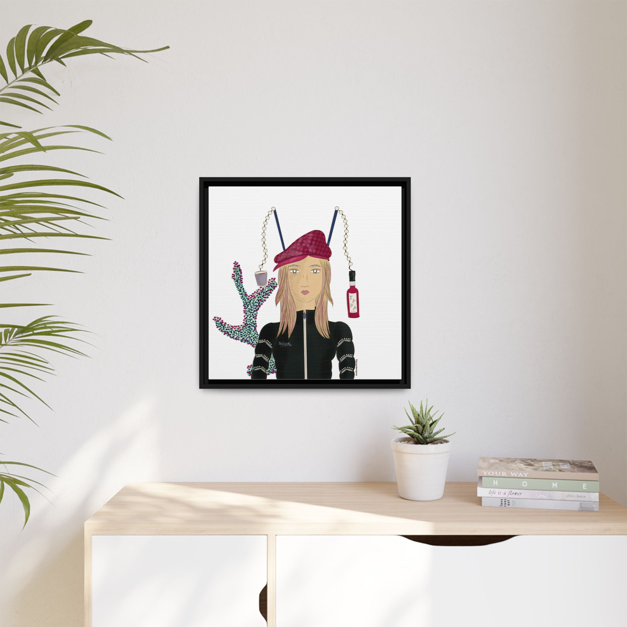 No.34 Girl with the Strawberry Mulled Wine Framed Canvas Art Print