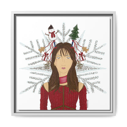 No.45 Girl with the Christmas Cheer Framed Canvas Art Print