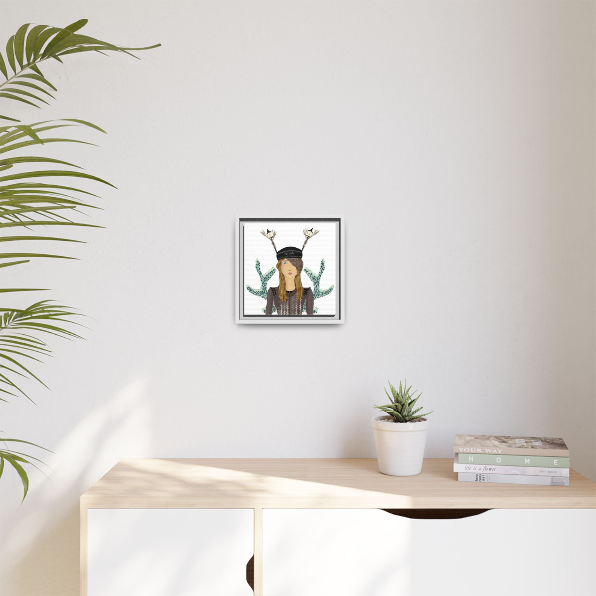 No.33 Girl with the Street Light Lampposts Framed Canvas Art Print