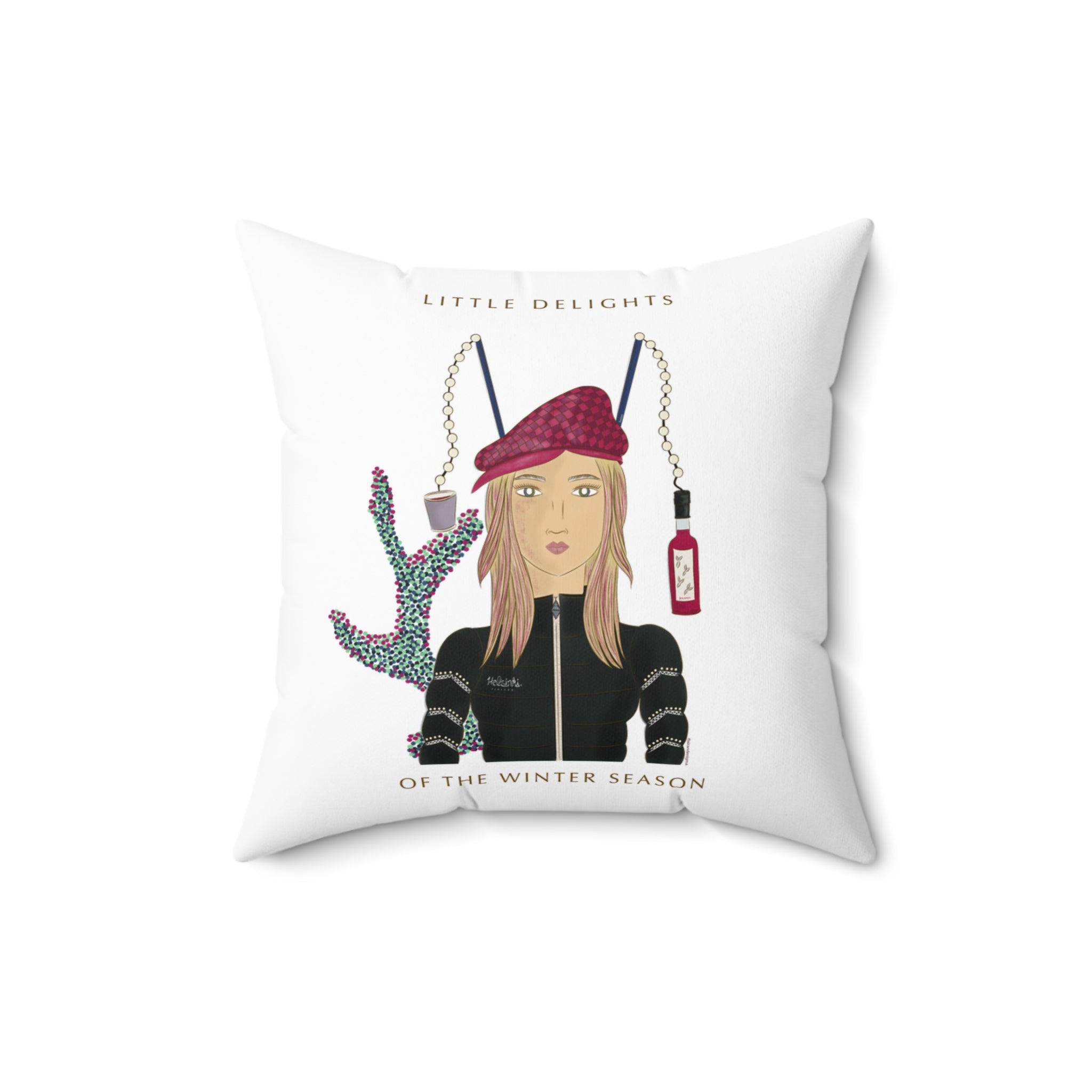 Strawberry Mulled Wine Throw Pillow