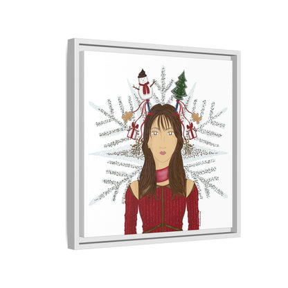 No.45 Girl with the Christmas Cheer Framed Canvas Art Print