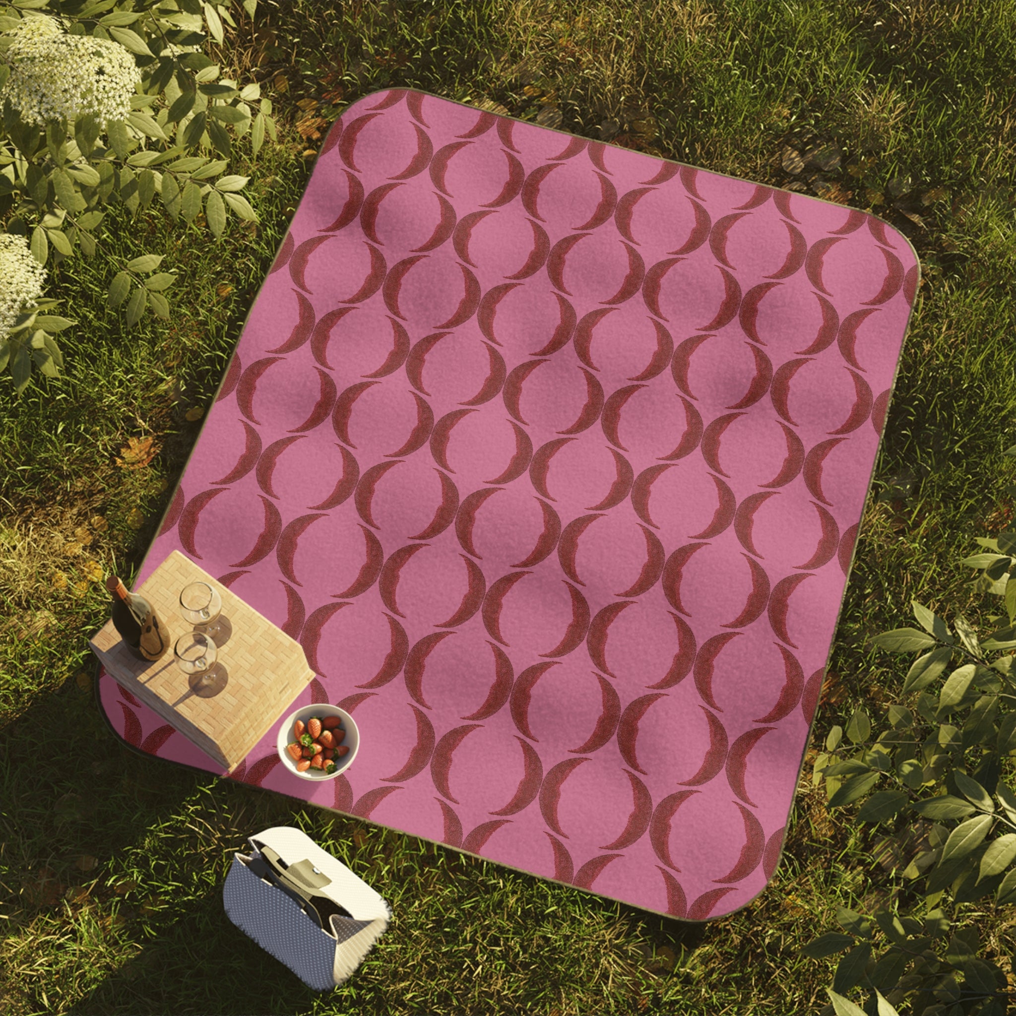 Red Crescent Moon Picnic Blanket