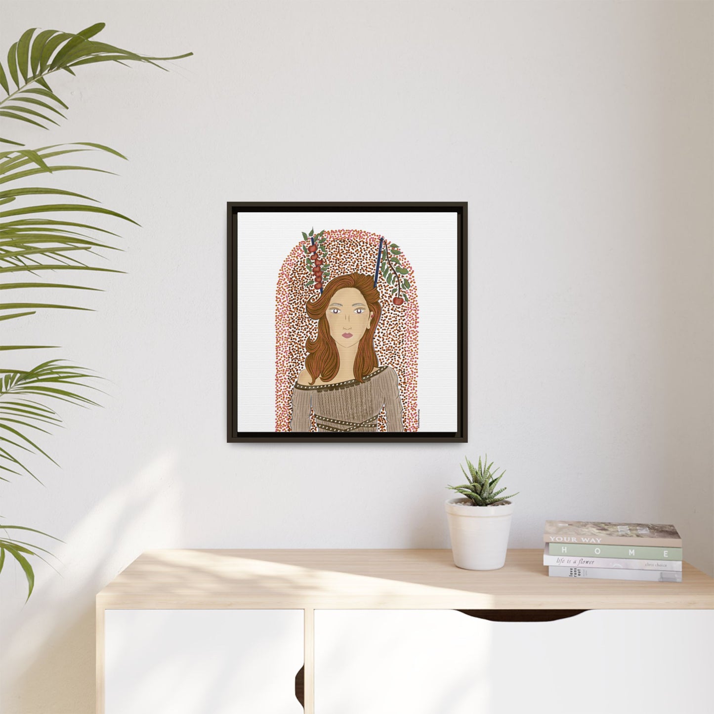 No.44 Girl with the Autumn Apples Framed Canvas Art Print