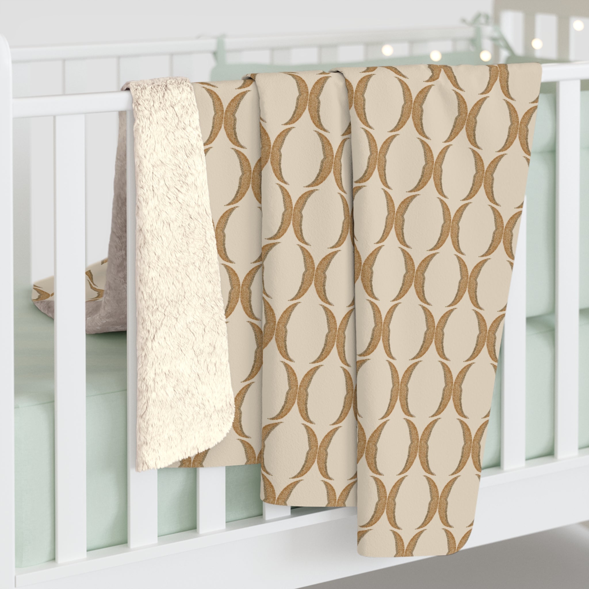 Brown Crescent Moon Sherpa Blanket