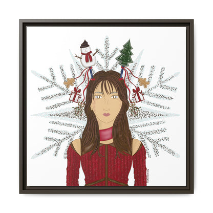 No.45 Girl with the Christmas Cheer Framed Canvas Art Print