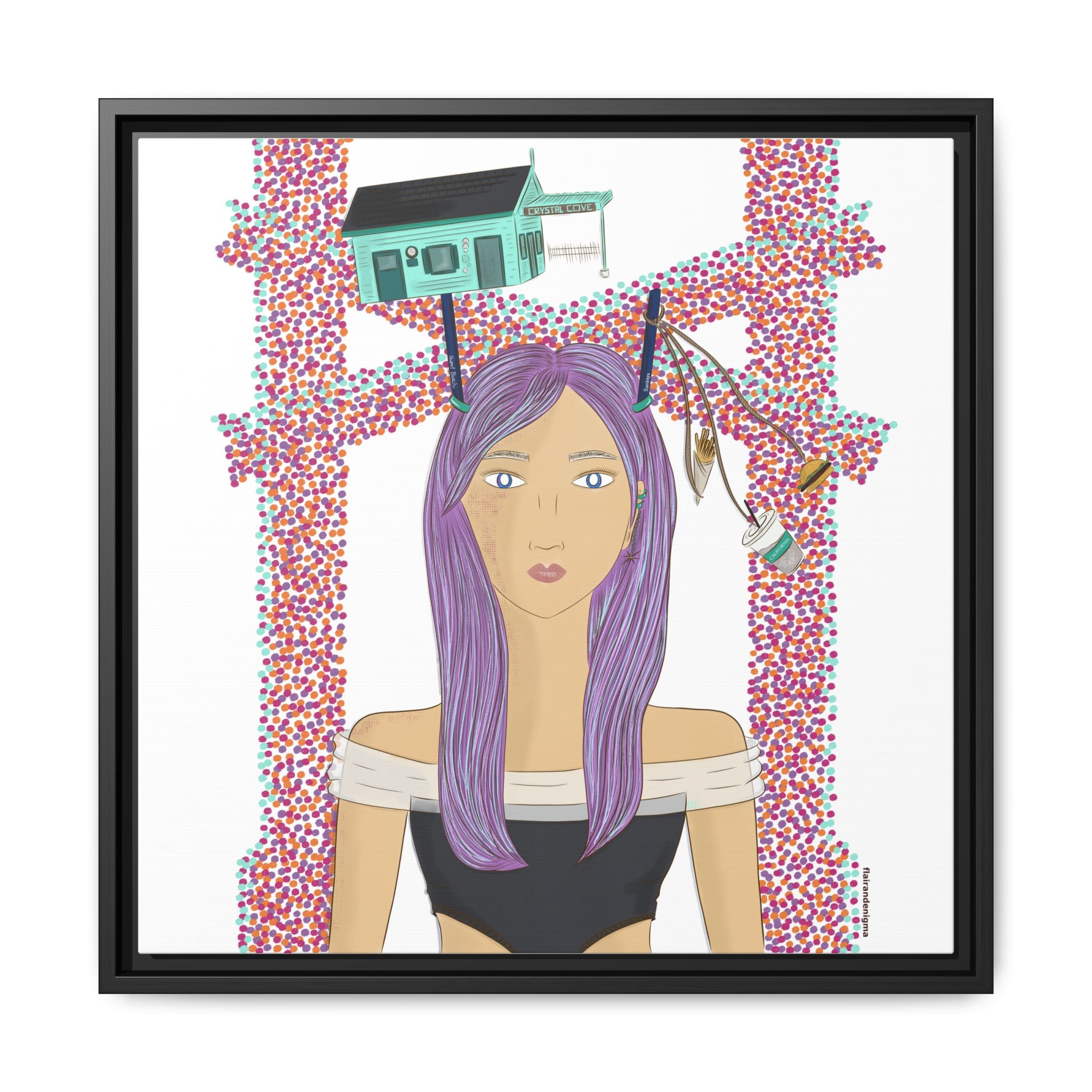 No.39 Girl with the Cove Cottage Framed Canvas Art Print