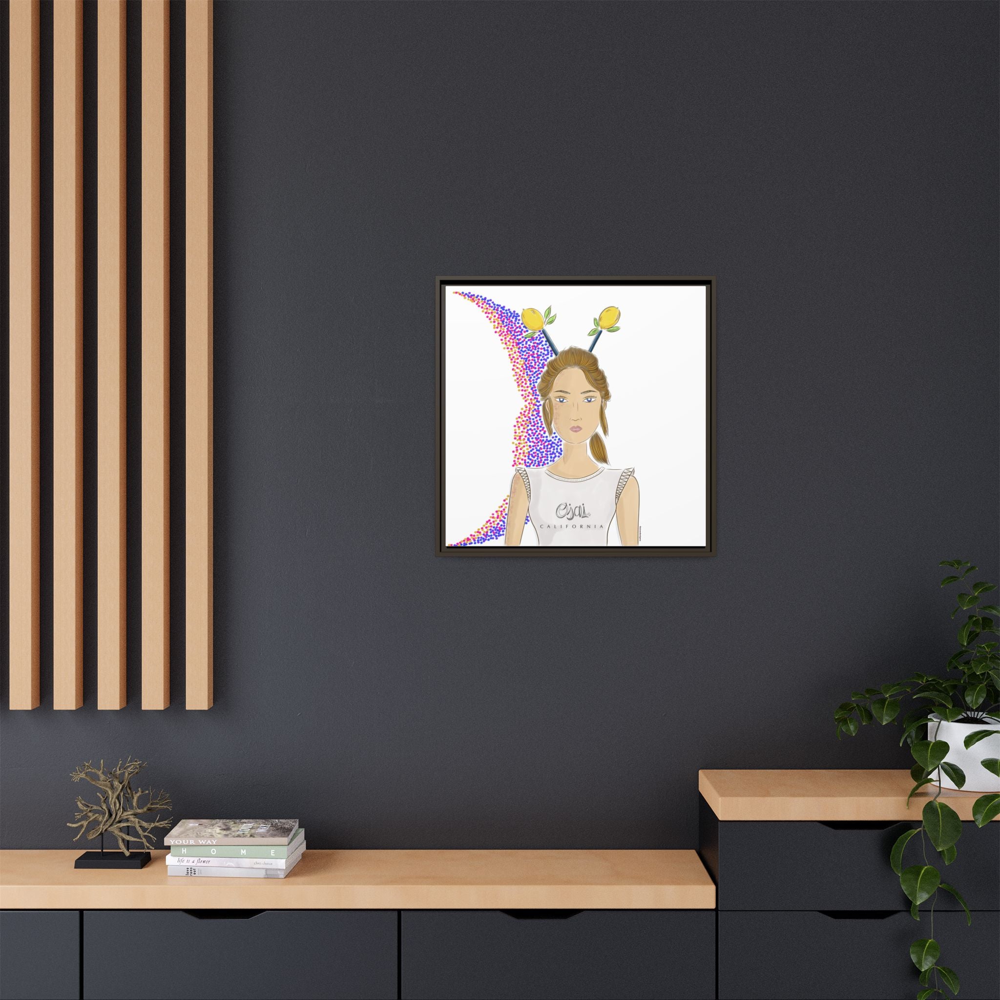 No.7 Girl with the Lemons Framed Canvas Art Print