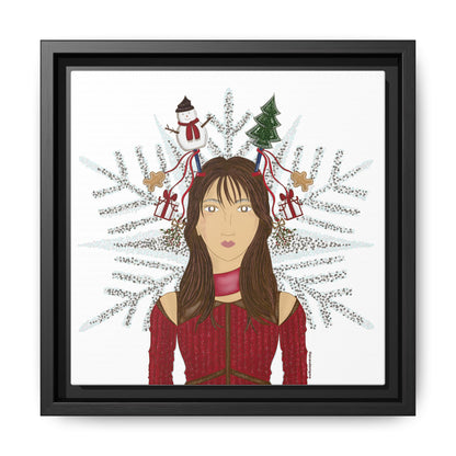 No.45 Girl with the Christmas Cheer Framed Canvas Art Print
