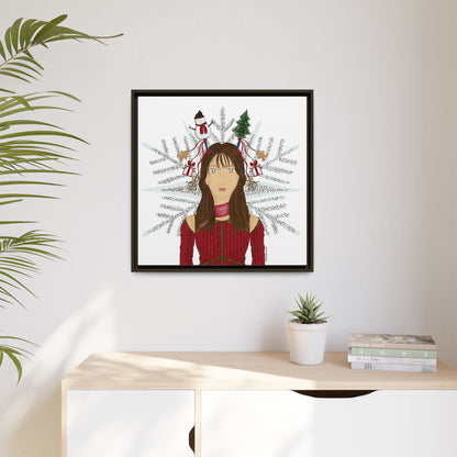 No.45 Girl with the Christmas Cheer Framed Canvas Art Print