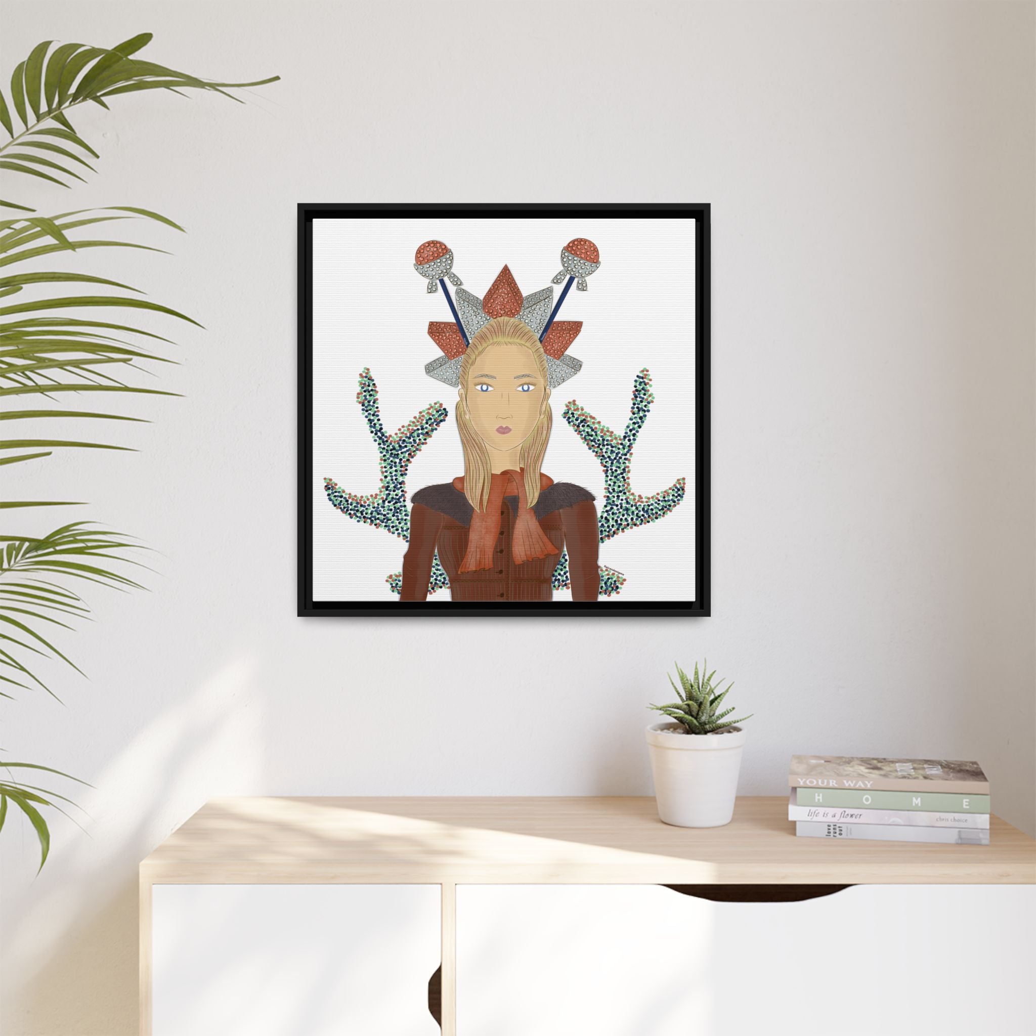 No.30 Girl with the Bling Sculpture Framed Canvas Art Print