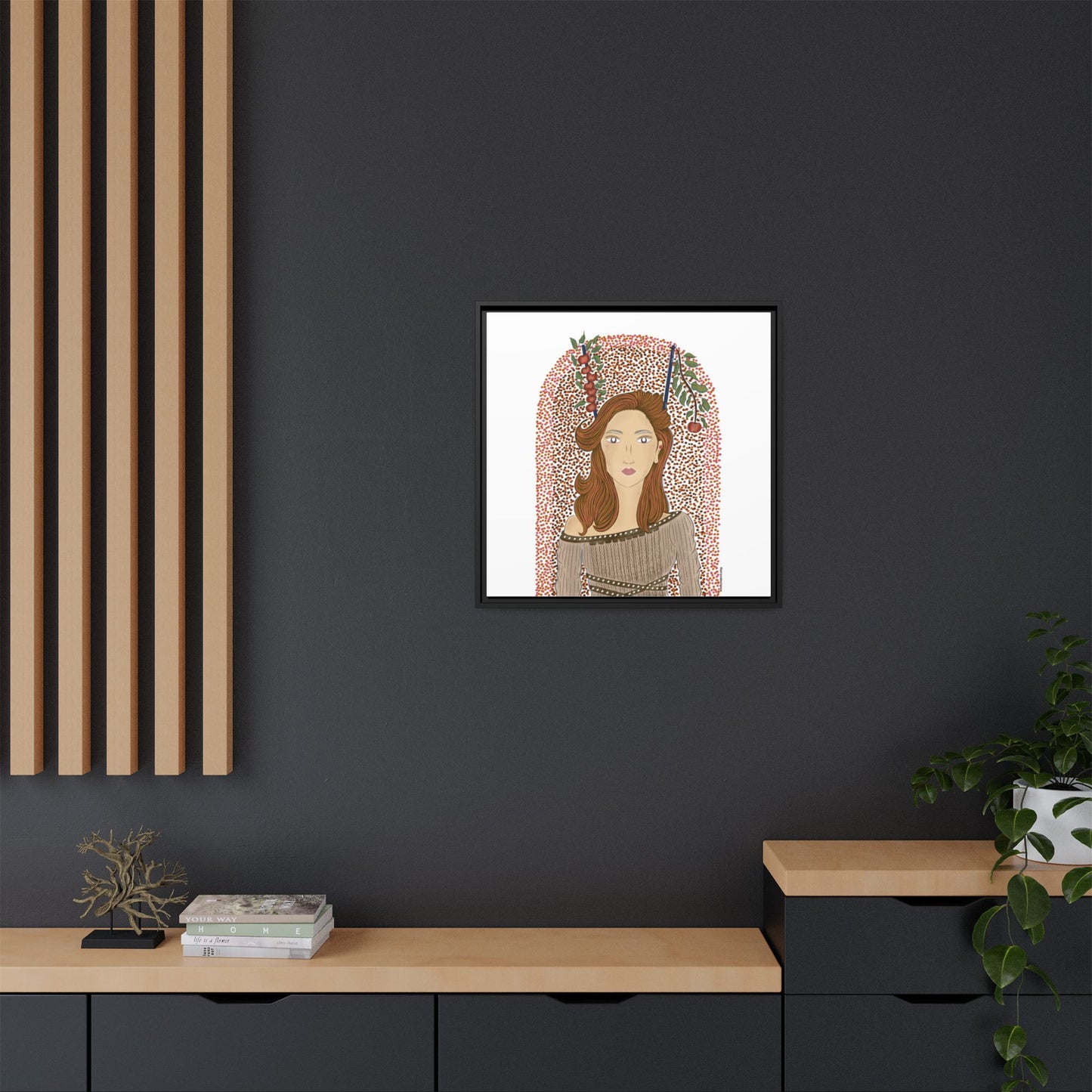 No.44 Girl with the Autumn Apples Framed Canvas Art Print