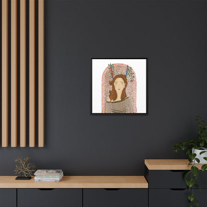 No.44 Girl with the Autumn Apples Framed Canvas Art Print