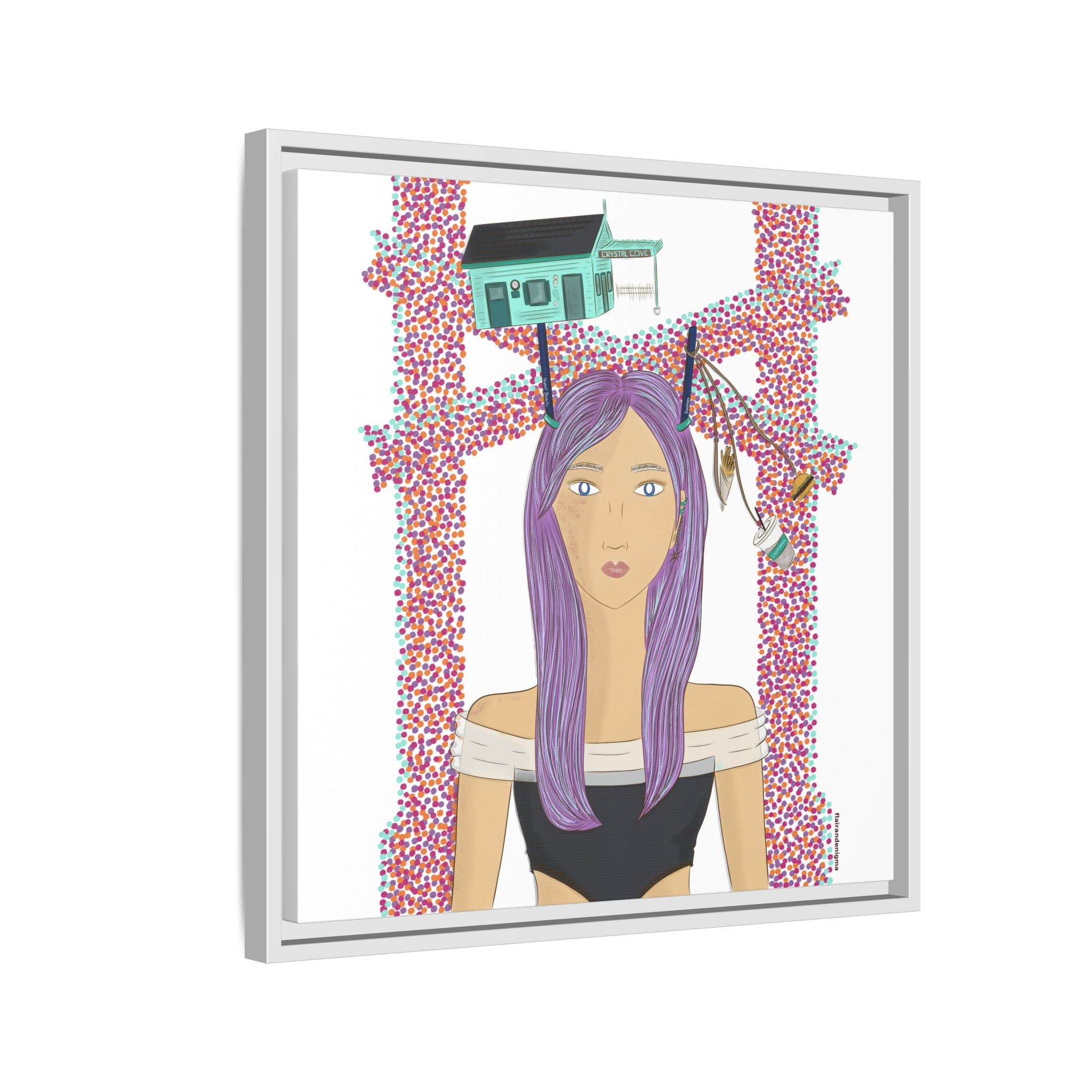 No.39 Girl with the Cove Cottage Framed Canvas Art Print