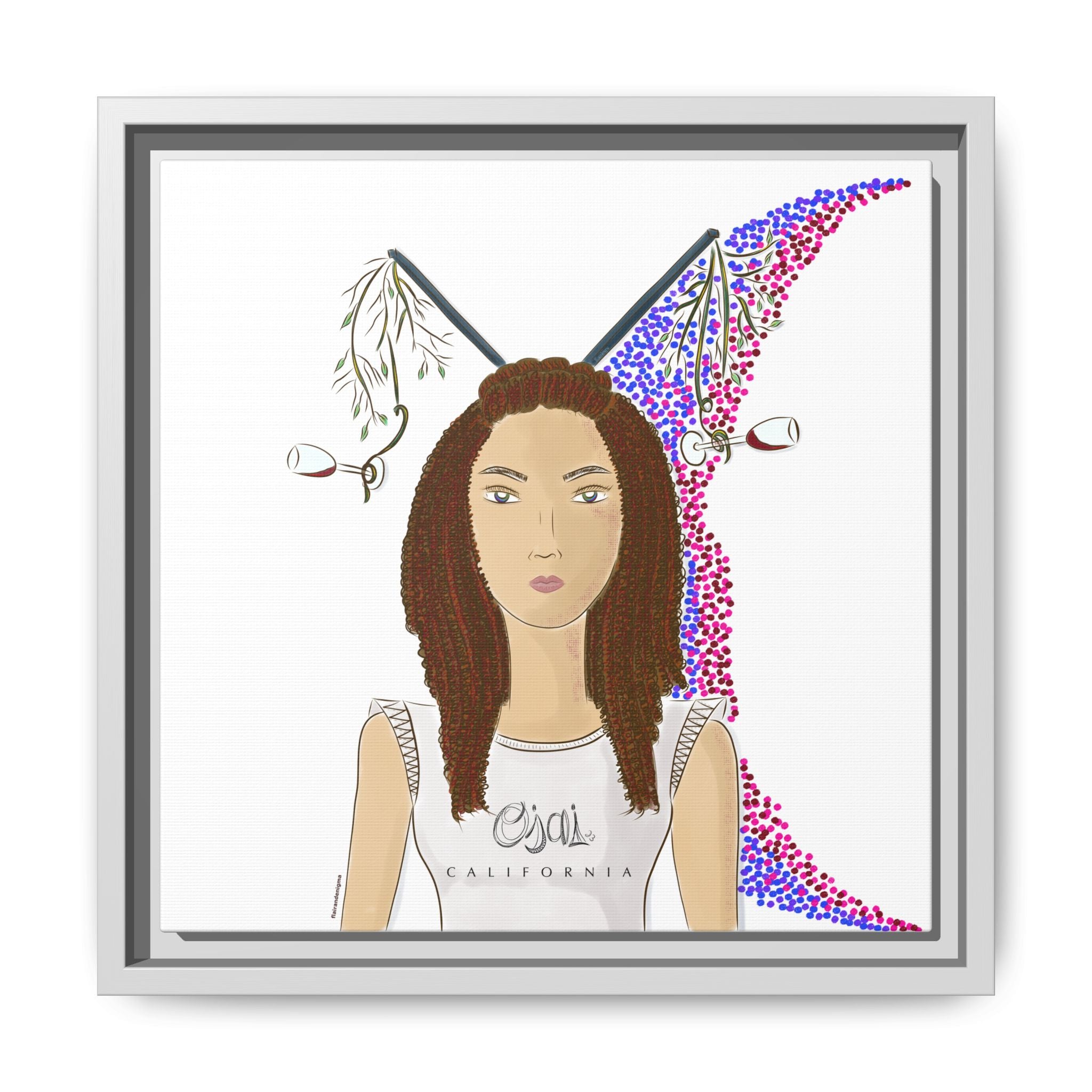 No.5 Girl with the Red Wine Glasses Framed Canvas Art Print