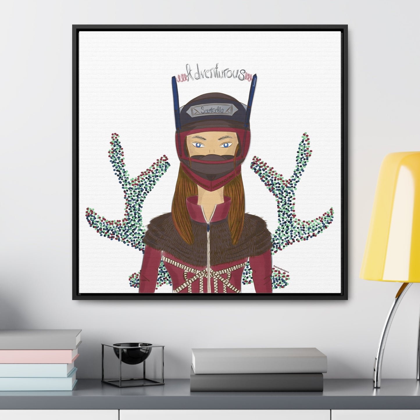 No.21 Girl with the Adventurous Helmet Framed Canvas Art Print