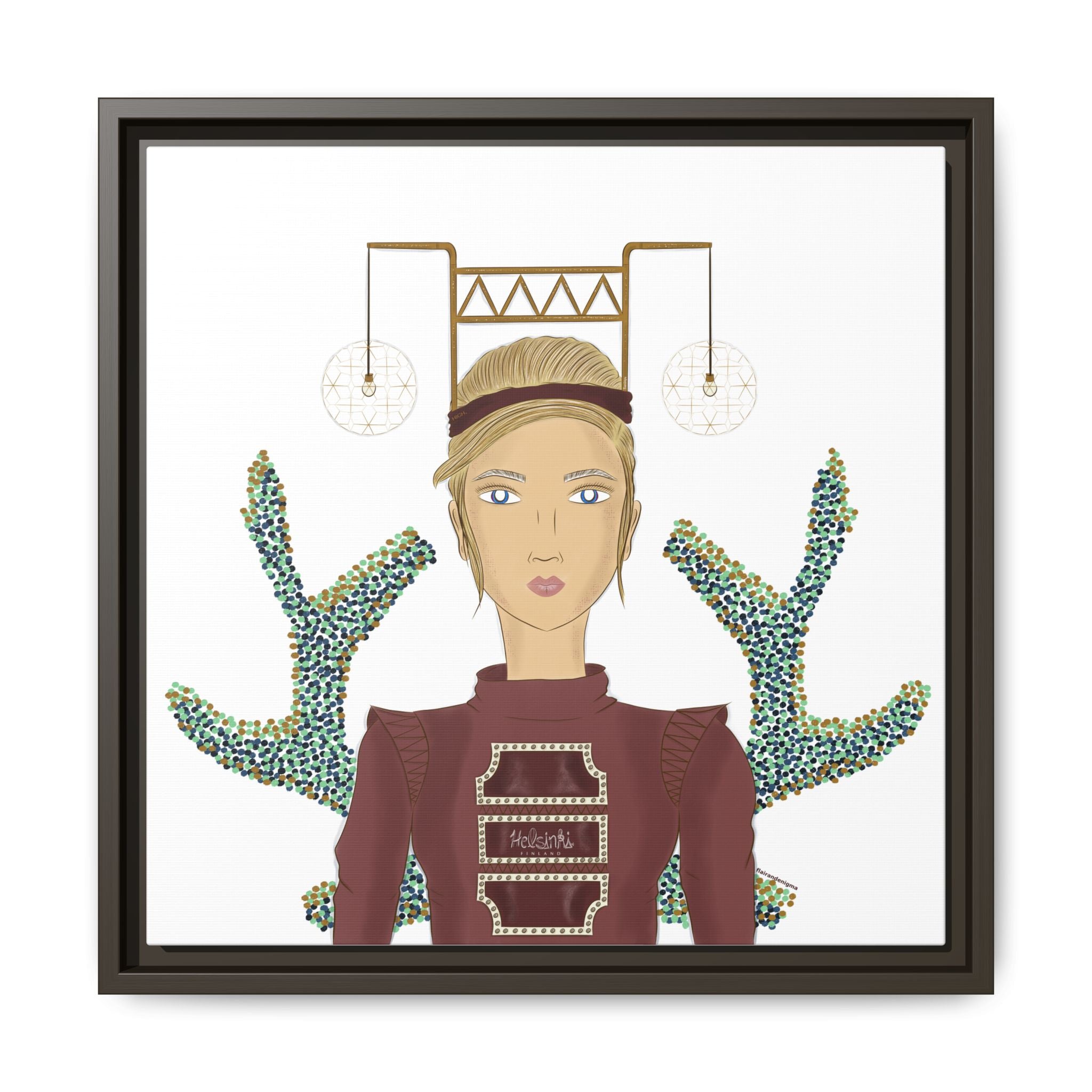 No.36 Girl with the Bar Lights Framed Canvas Art Print