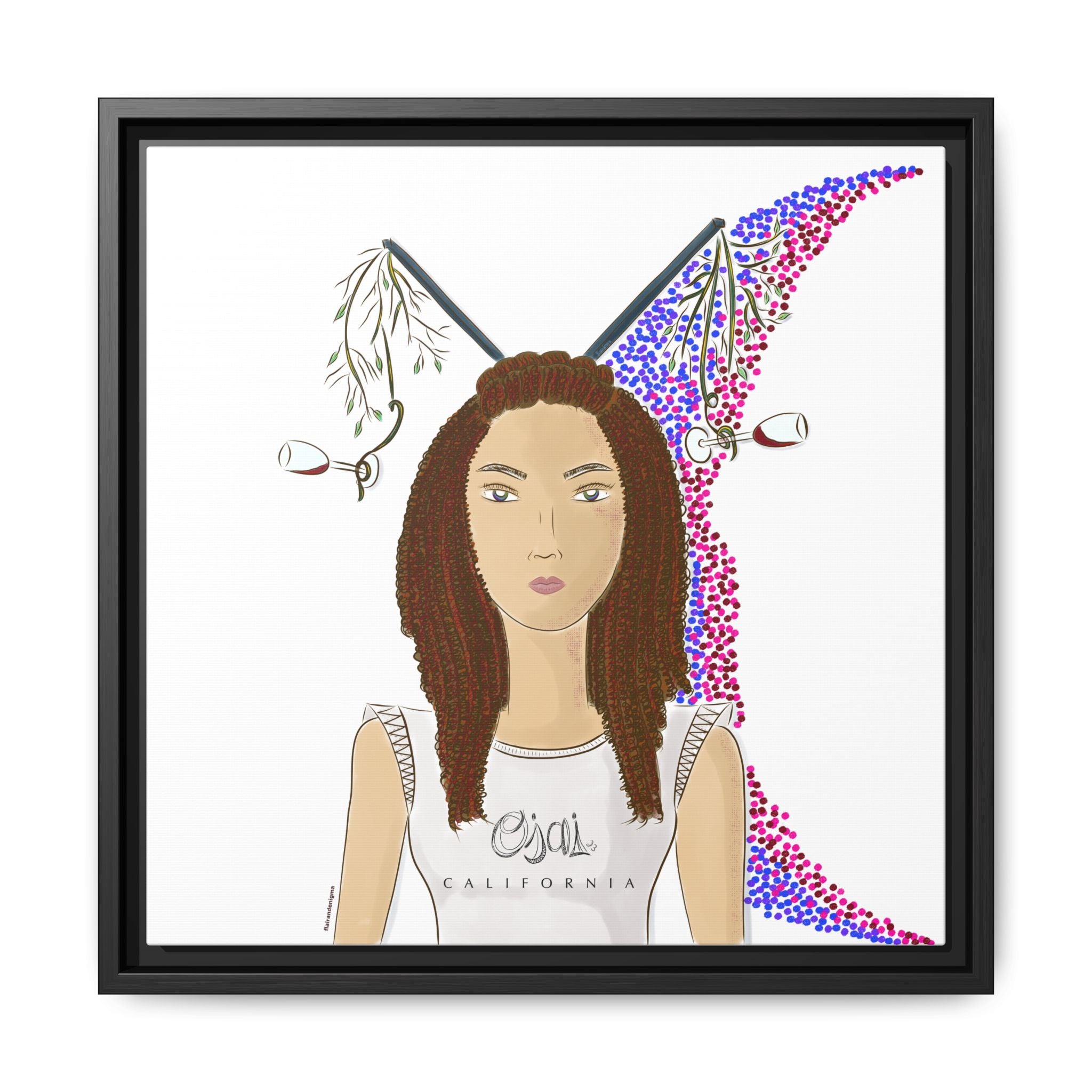 No.5 Girl with the Red Wine Glasses Framed Canvas Art Print