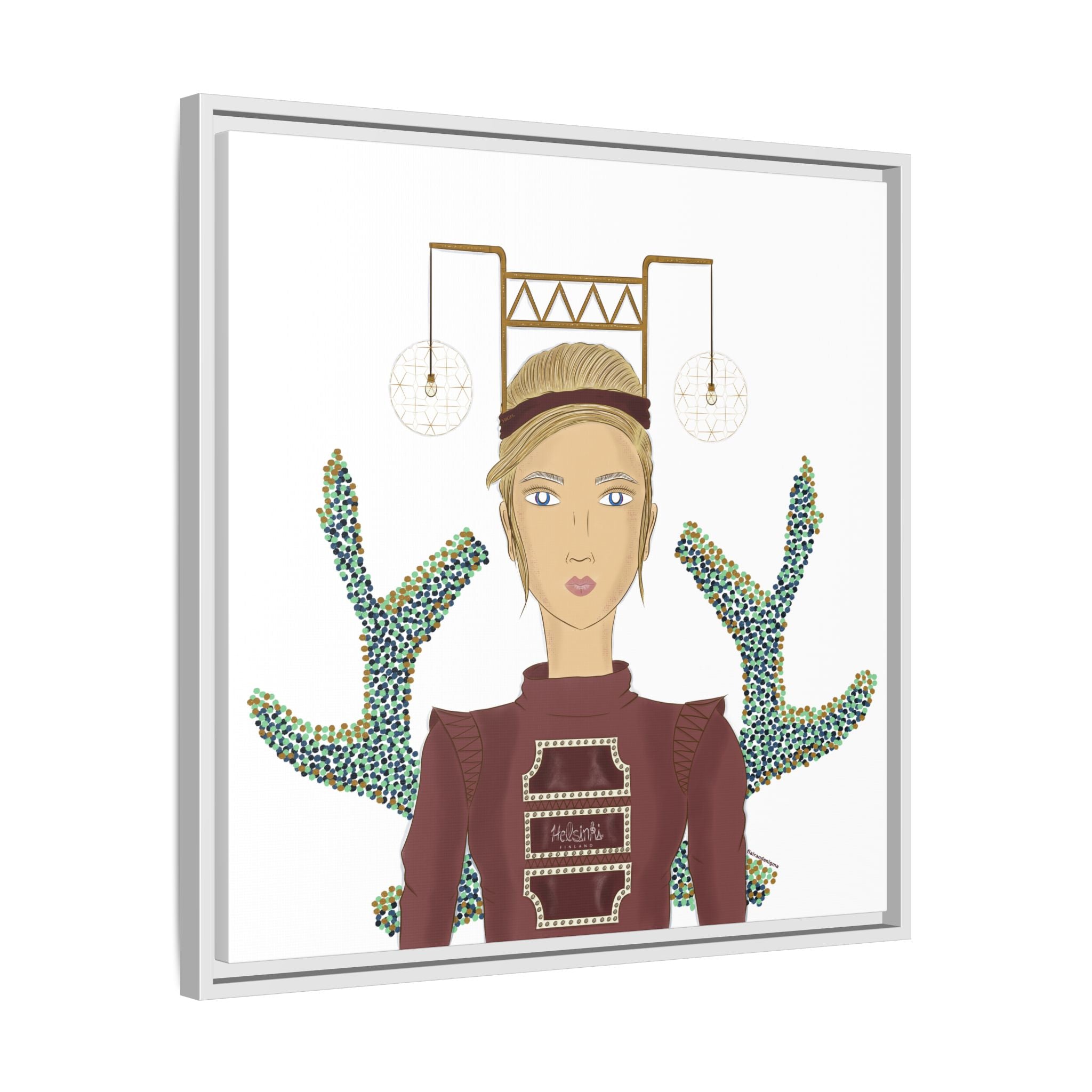 No.36 Girl with the Bar Lights Framed Canvas Art Print