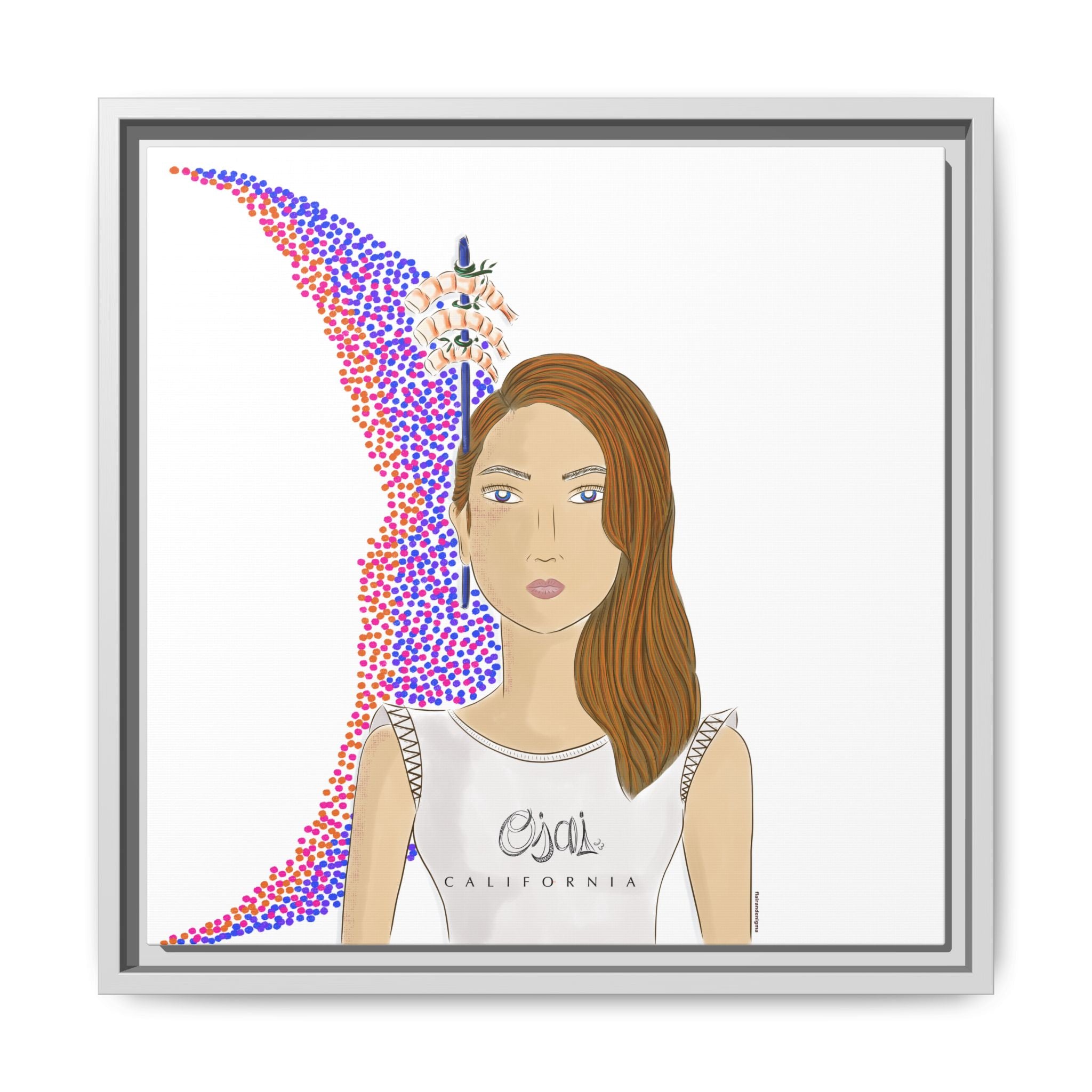 No.10 Girl with the Shrimps Framed Canvas Art Print