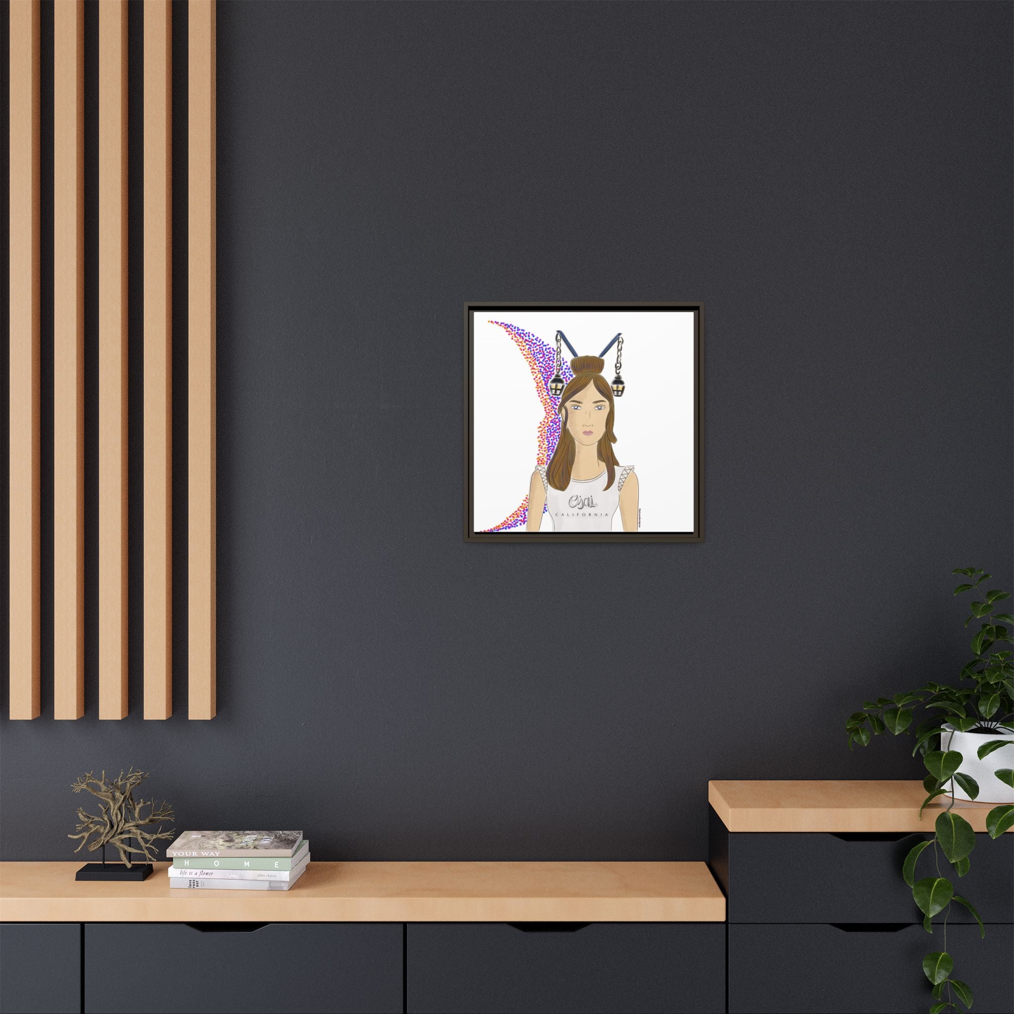 No.1 Girl with the Lanterns Framed Canvas Art Print