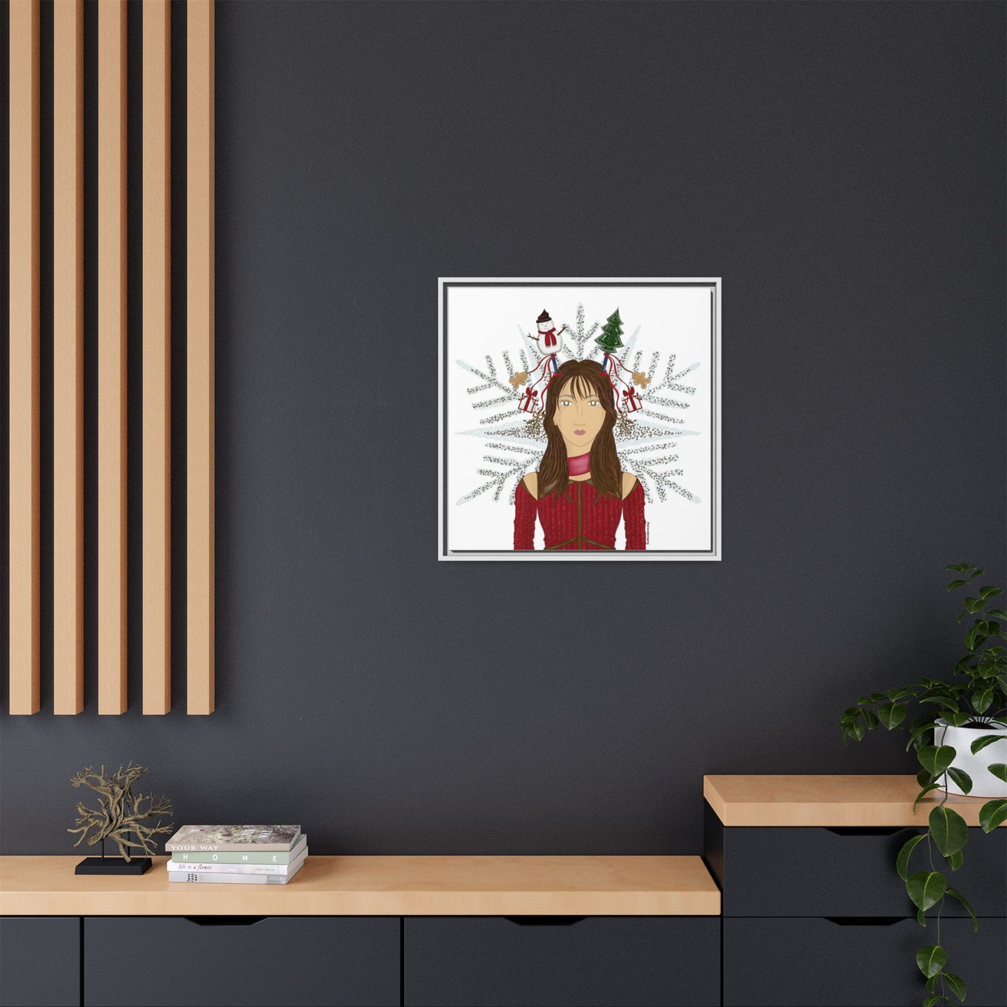 No.45 Girl with the Christmas Cheer Framed Canvas Art Print