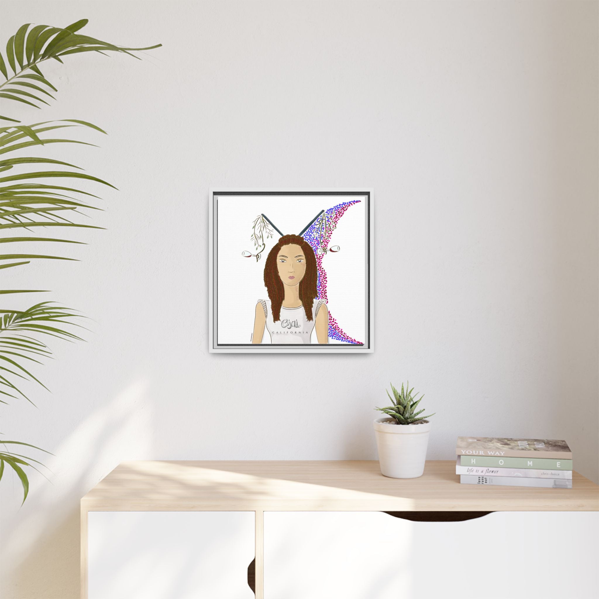 No.5 Girl with the Red Wine Glasses Framed Canvas Art Print