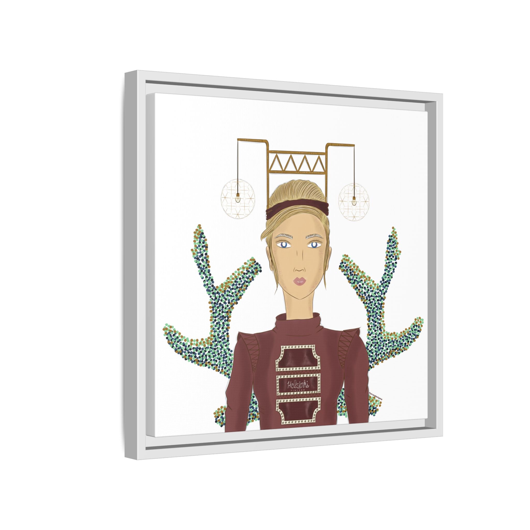No.36 Girl with the Bar Lights Framed Canvas Art Print