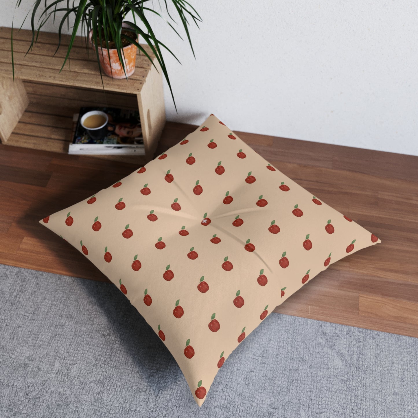 Autumn Apples Tufted Square Floor Pillow