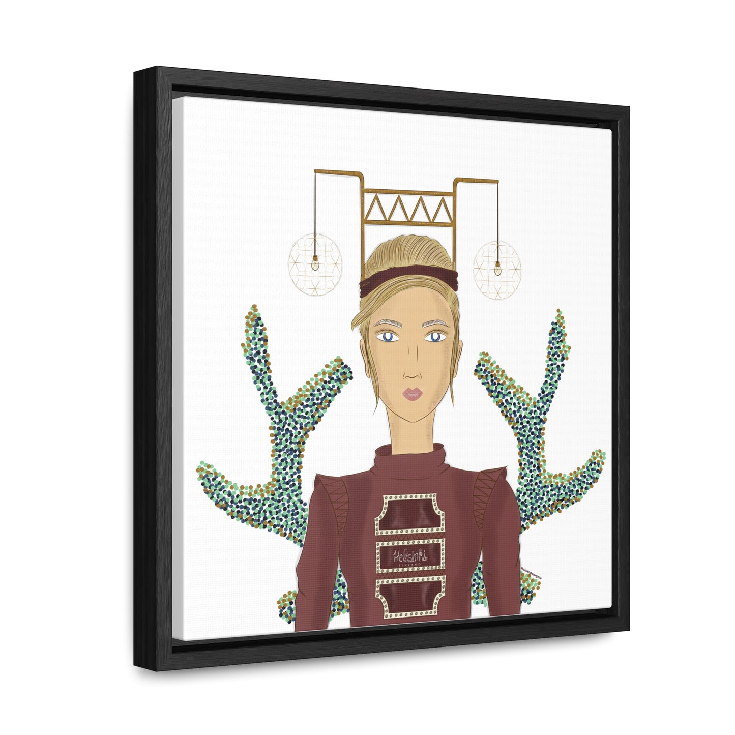 No.36 Girl with the Bar Lights Framed Canvas Art Print