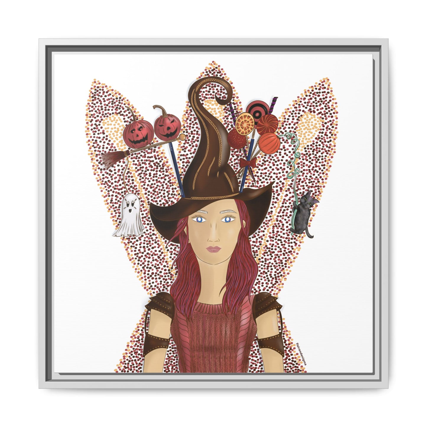 No.46 Girl with the Witch's Hat Framed Canvas Art Print