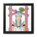 No.40 Girl with the Bunnies Framed Canvas Art Print