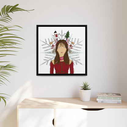 No.45 Girl with the Christmas Cheer Framed Canvas Art Print