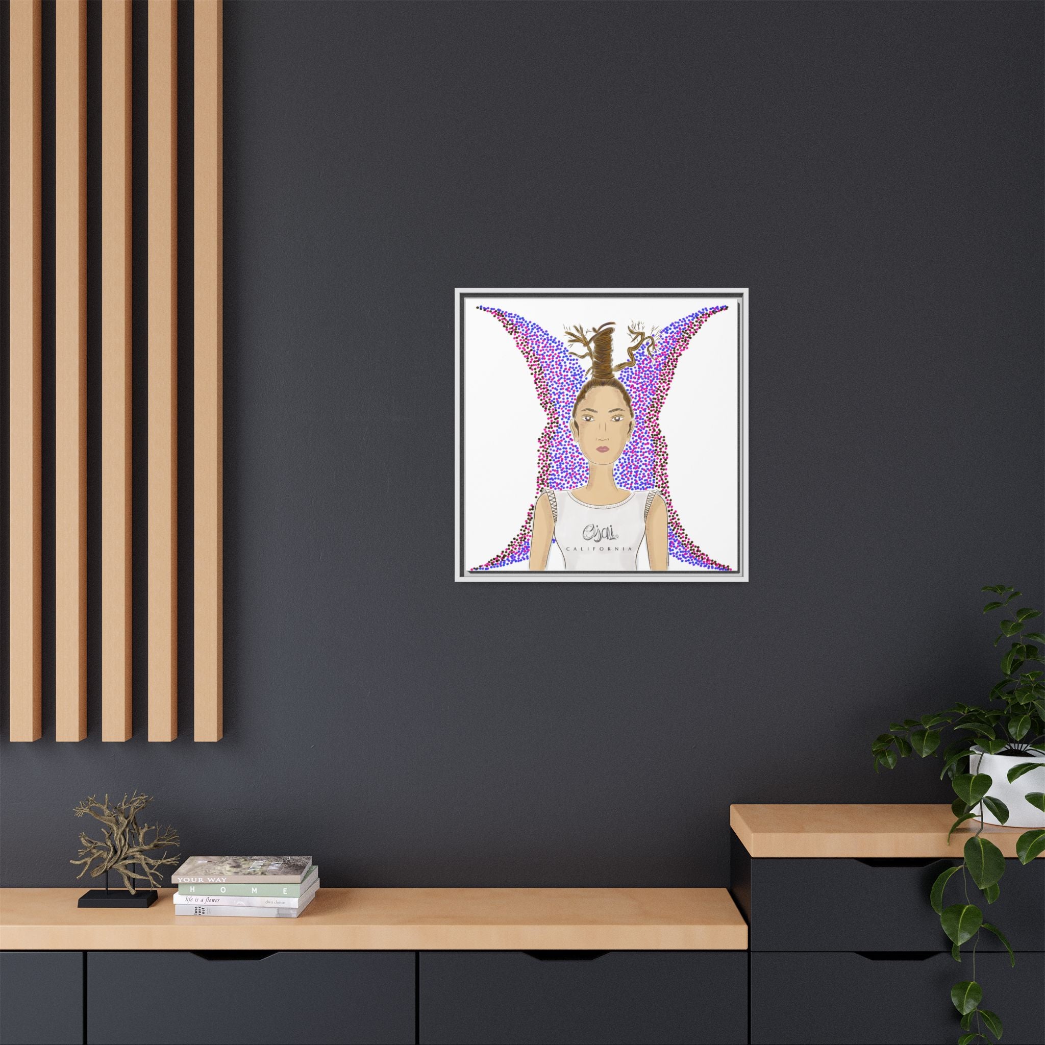 No.9 Girl with the Oak Tree Branches Framed Canvas Art Print
