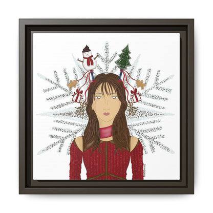 No.45 Girl with the Christmas Cheer Framed Canvas Art Print