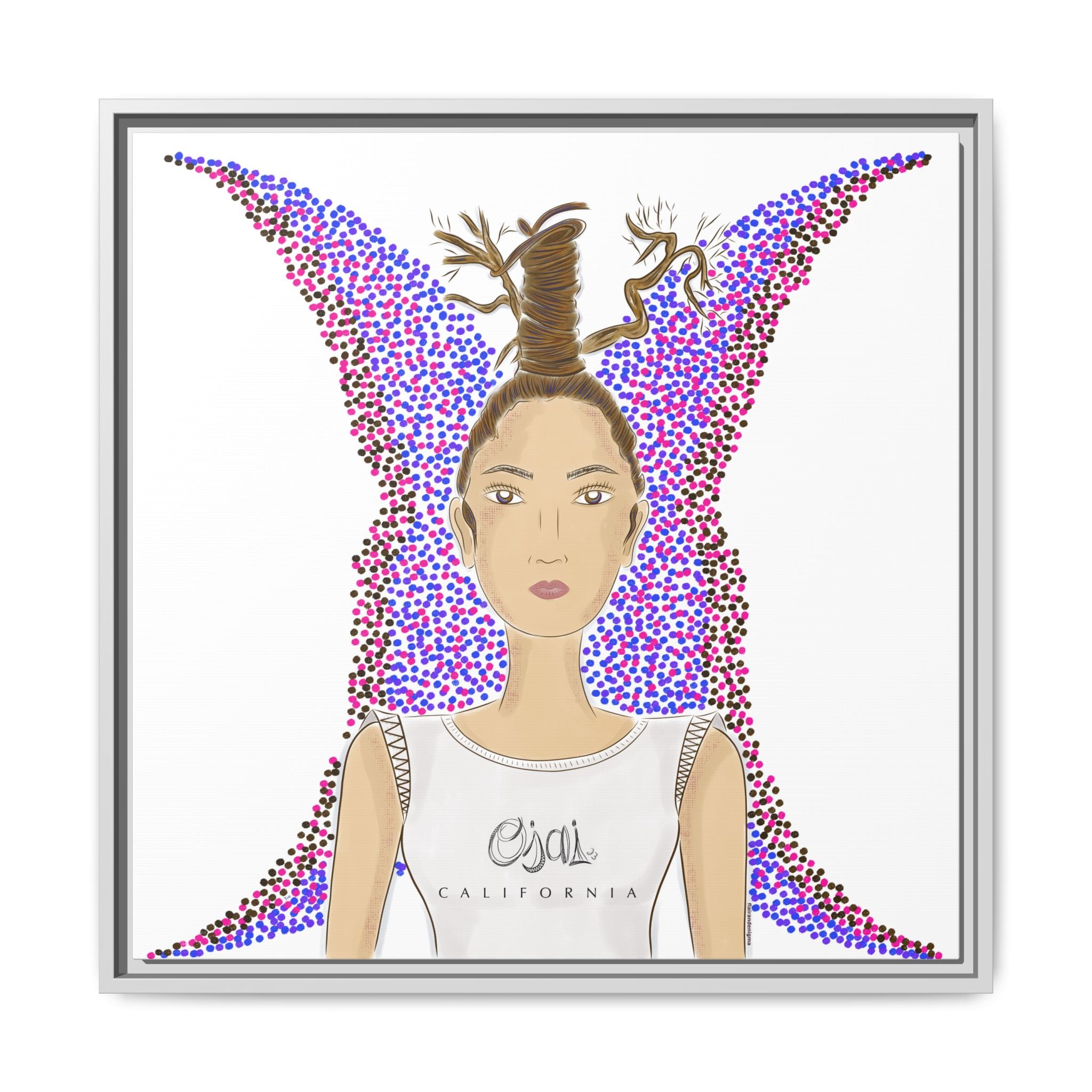 No.9 Girl with the Oak Tree Branches Framed Canvas Art Print