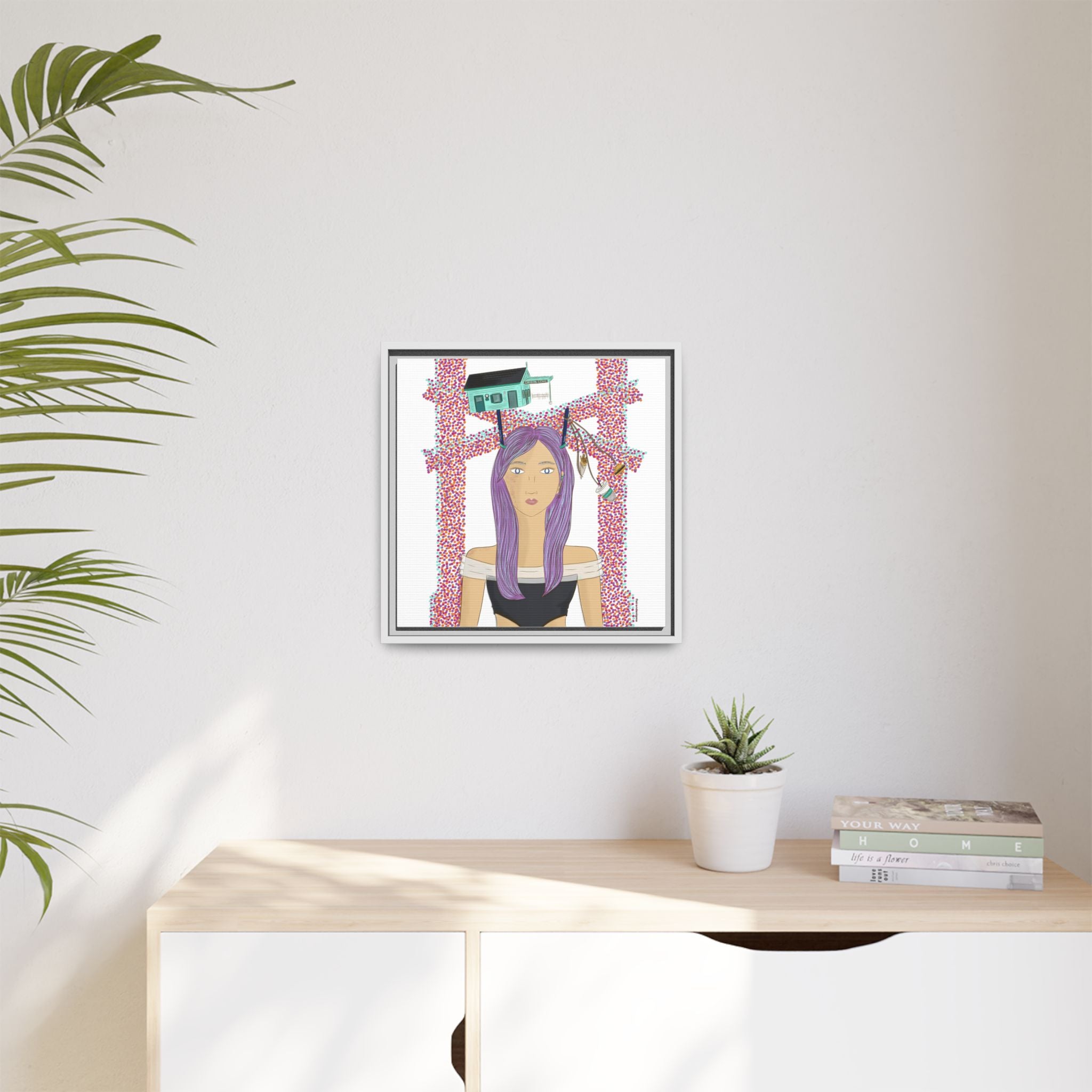No.39 Girl with the Cove Cottage Framed Canvas Art Print