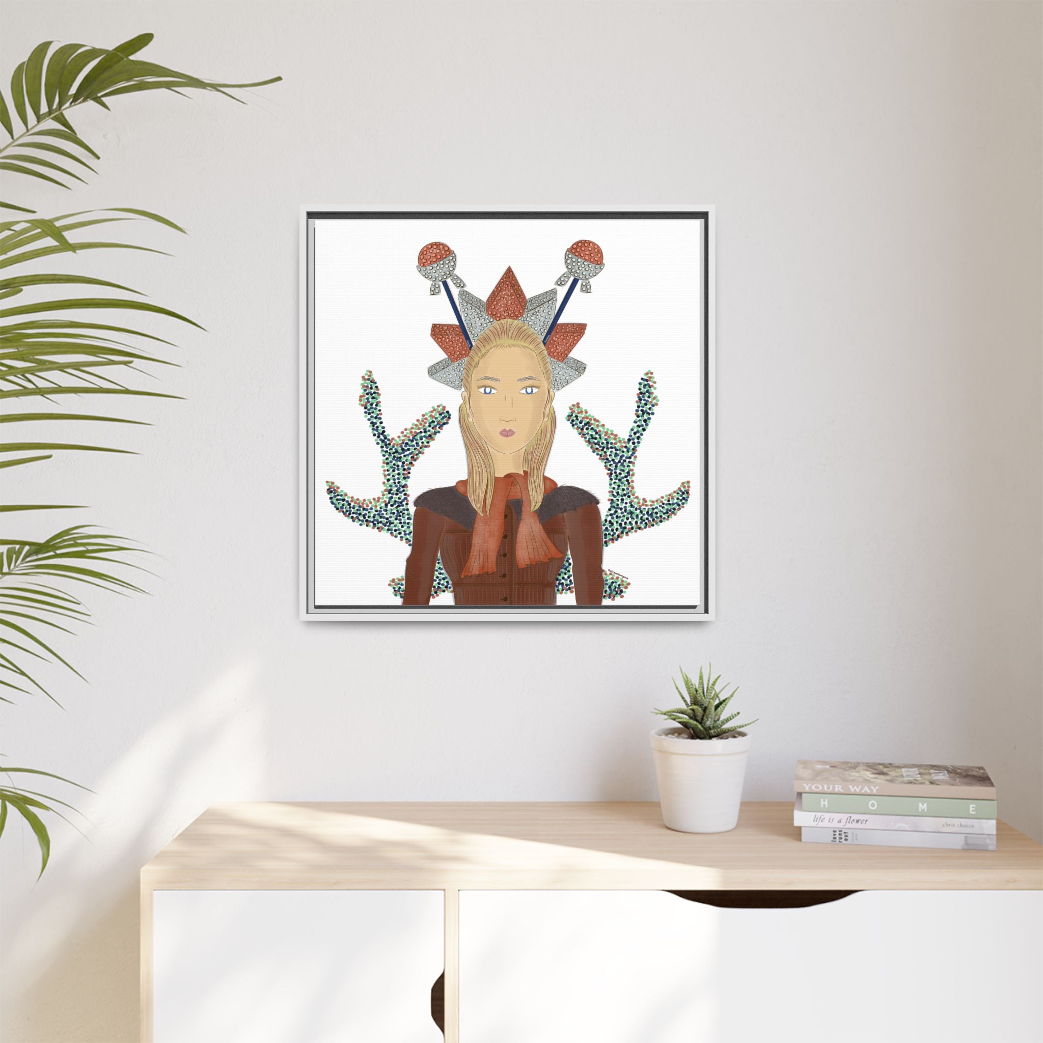 No.30 Girl with the Bling Sculpture Framed Canvas Art Print