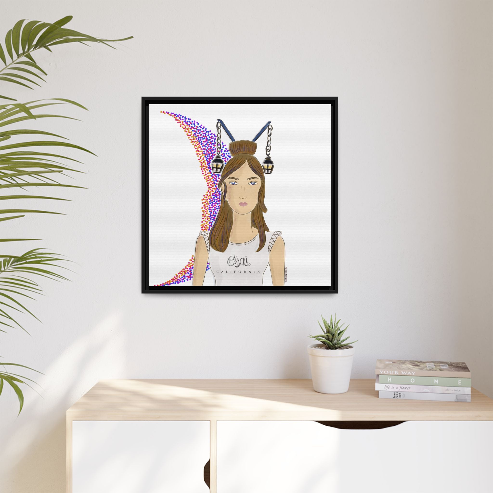 No.1 Girl with the Lanterns Framed Canvas Art Print