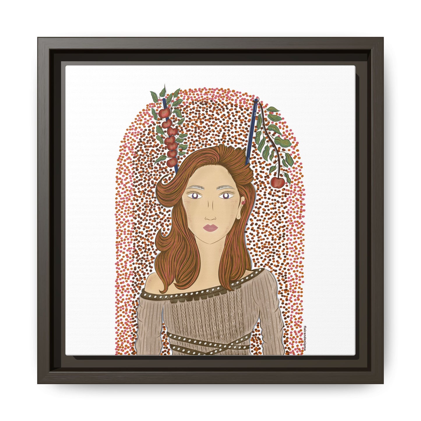 No.44 Girl with the Autumn Apples Framed Canvas Art Print