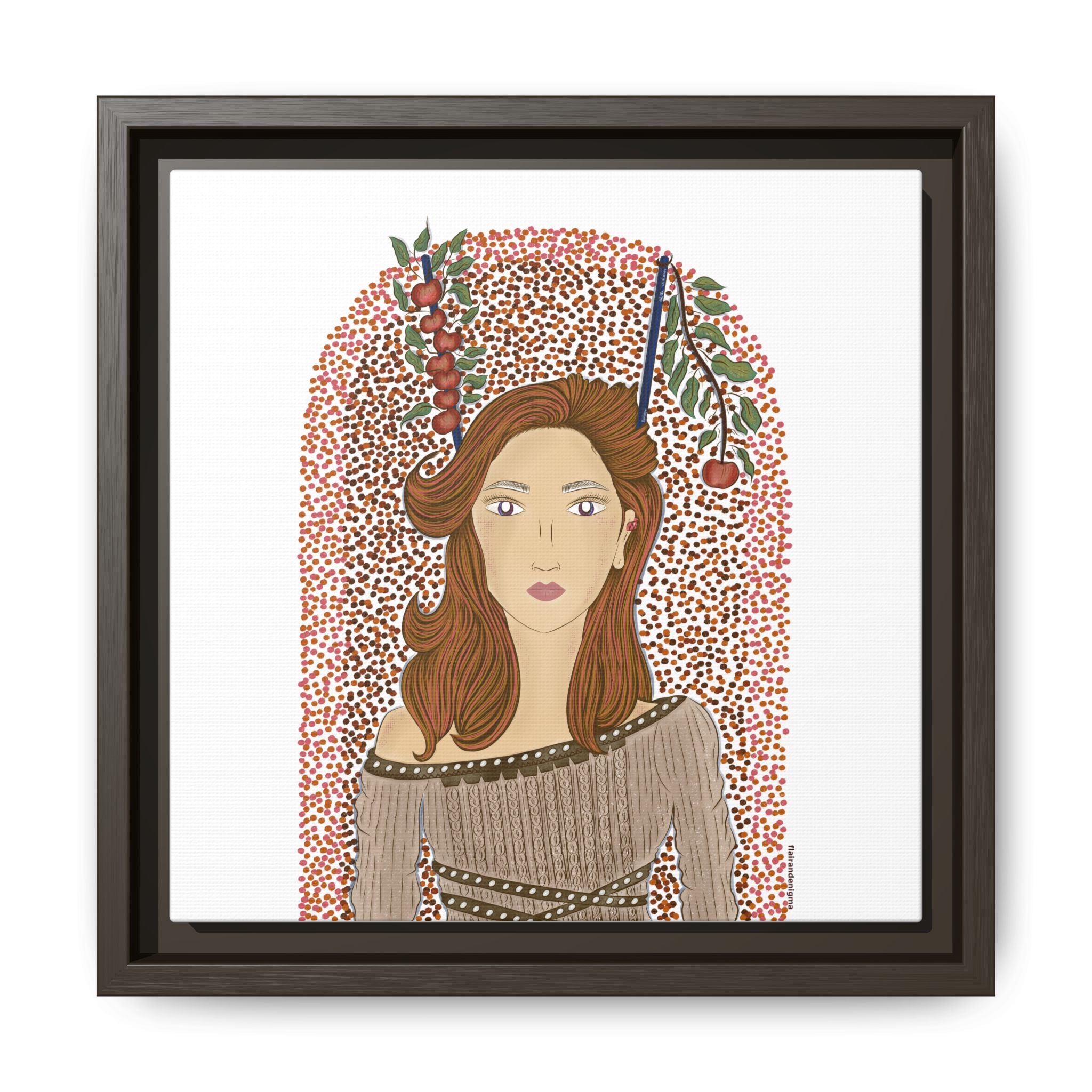 No.44 Girl with the Autumn Apples Framed Canvas Art Print