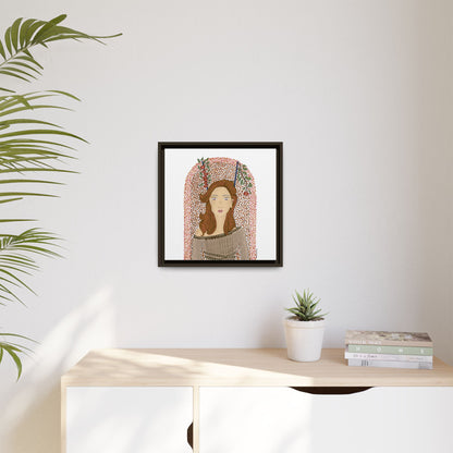 No.44 Girl with the Autumn Apples Framed Canvas Art Print